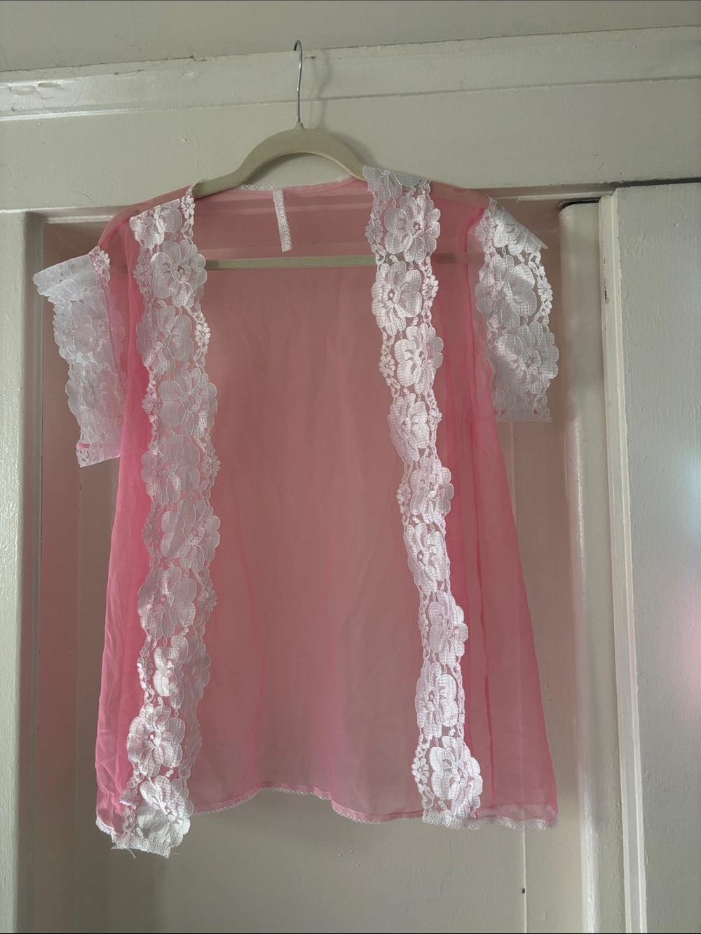 Sheer Vintage Pink Lace-Trim Top - Women's Intimates & Sleepwear